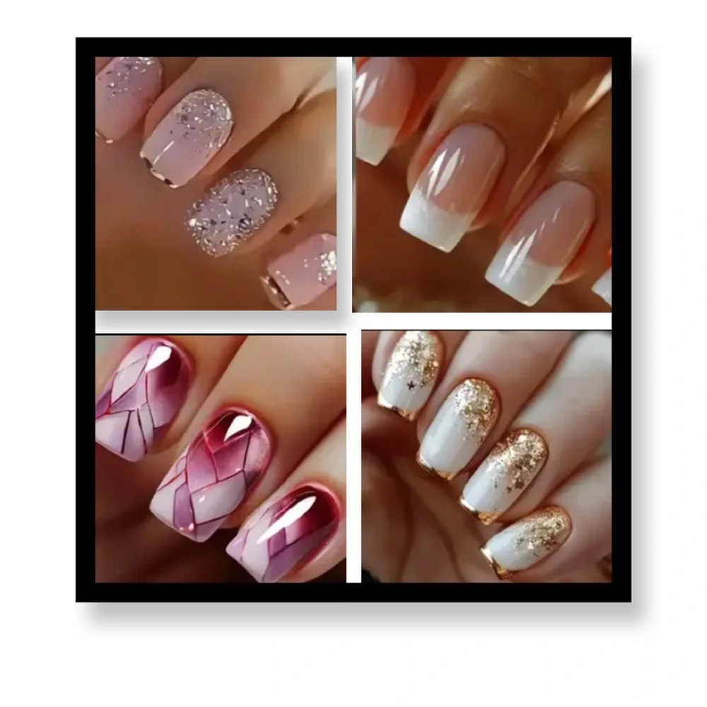 (New in package)96 Pc Short Square French Tip Nails